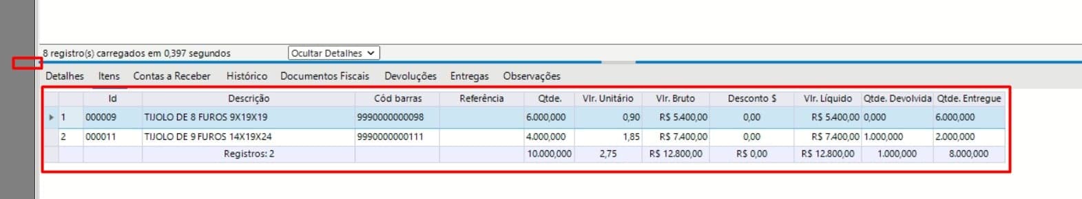 Cenário de devolução