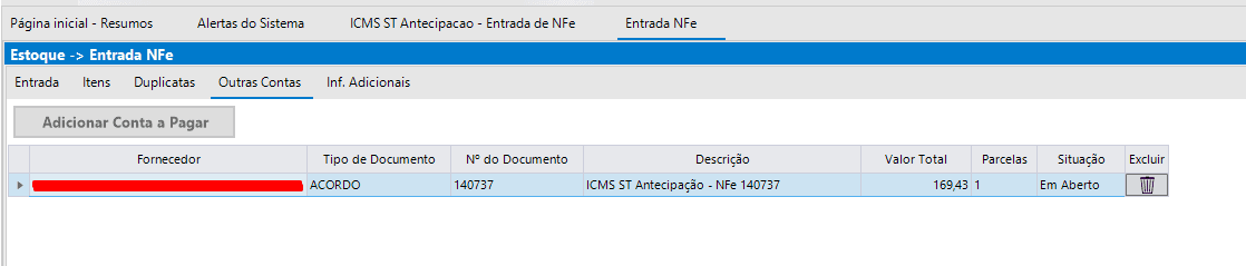 ICMS ST antecipação na entrada de NF-e com importação CSV