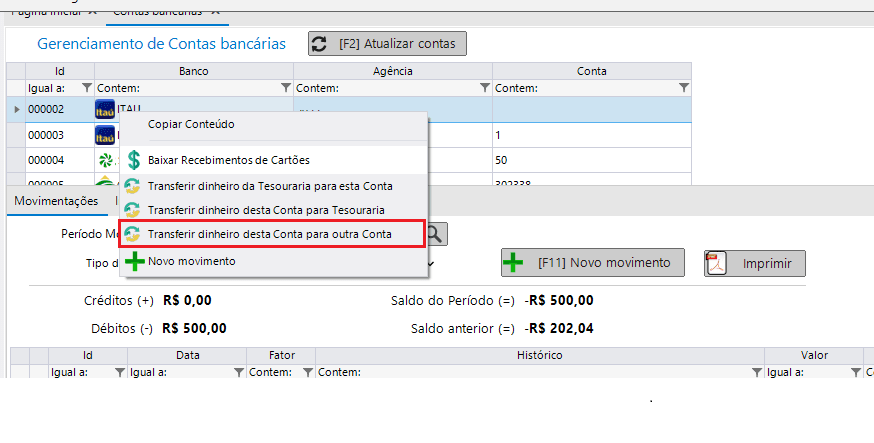Alterar data da movimentação em Contas Bancárias sem estorno