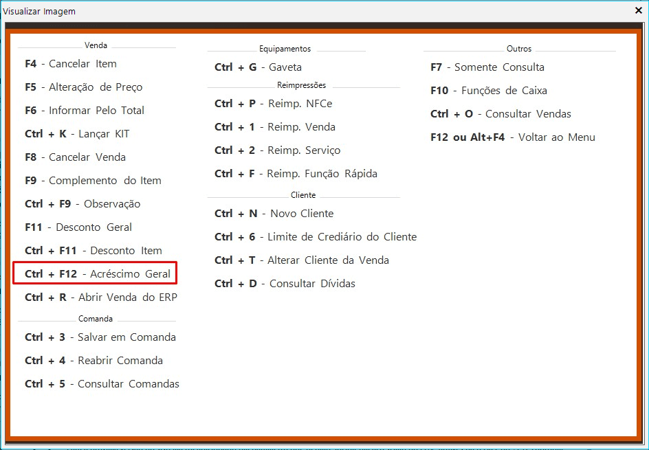Acréscimo geral no PDV via Ctrl+F12 com rateio proporcional