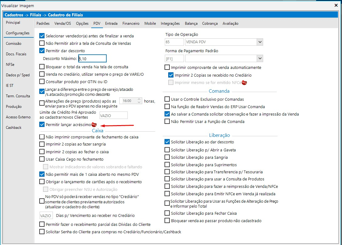 Acréscimo geral no PDV via Ctrl+F12 com rateio proporcional