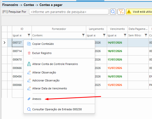 Anexos em Contas a Pagar e Contas a Receber