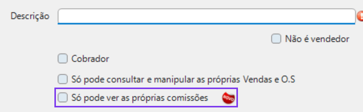 Cargo que so pode ver as proprias comissoes